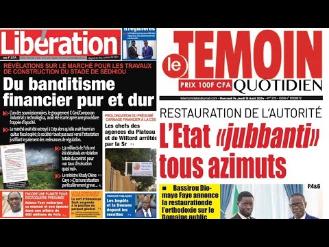La Revue des titres des journaux parus ce Mercredi 14 Aout 2024 (vidéo)