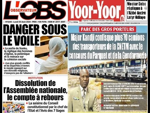 La Revue des titres des journaux parus ce Lundi 05 Aout 2024
