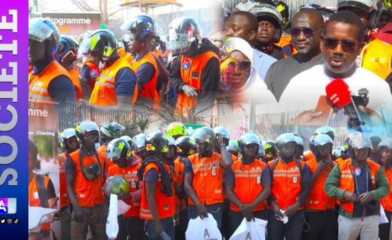 Programme Kureel : Des livreurs reçoivent des équipements (casques, gilets, kits bluetooth) de la Sonatel Programme Kureel : Des livreurs reçoivent des équipements (casques, gilets, kits bluetooth) de la Sonatel